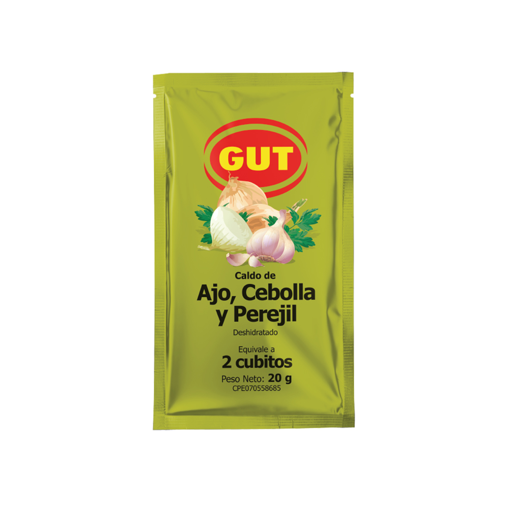 GUT Caldo Deshidratado De Ajo, Cebolla y Perejil 20gr.