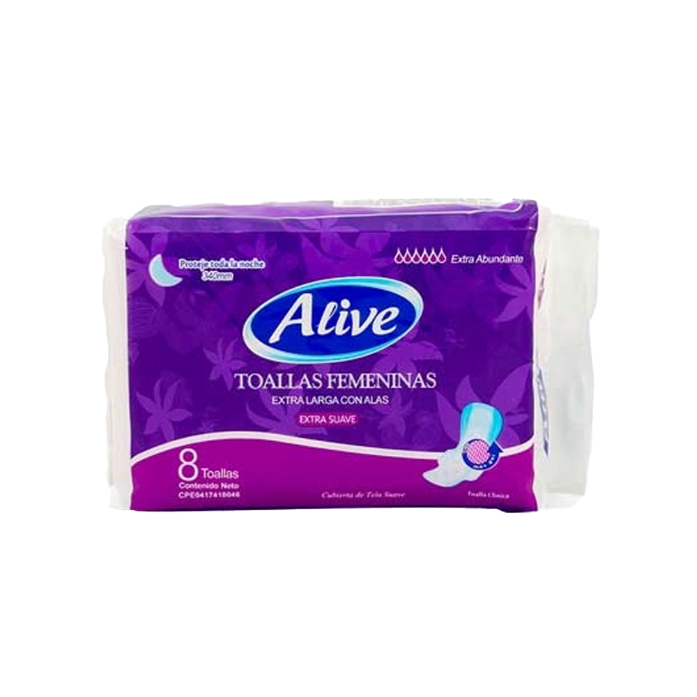 Toalla sanitaria Alive Nocturno Abundante