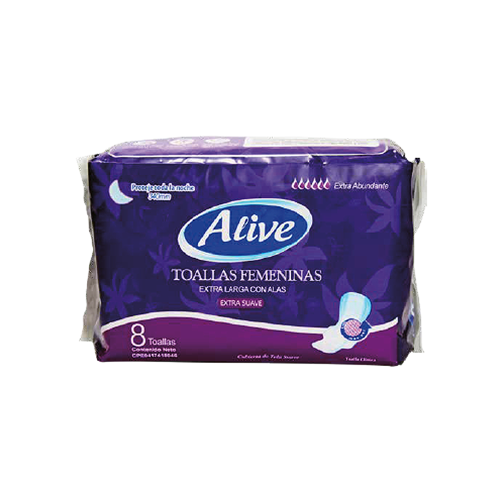 Toalla sanitaria Alive Nocturno Extra-abundante