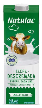 Leche Descremada Natulac UHT 946 ml