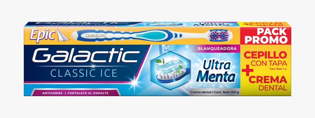 Galactic Pack Crema Dental Classic Ice 100 gr y Cepillo Dental Epic Viajero