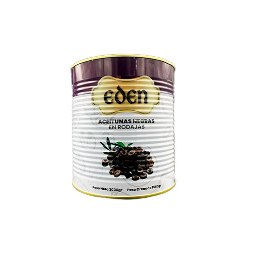 Aceitunas Negras En Rodajas Eden Lata 3 kg