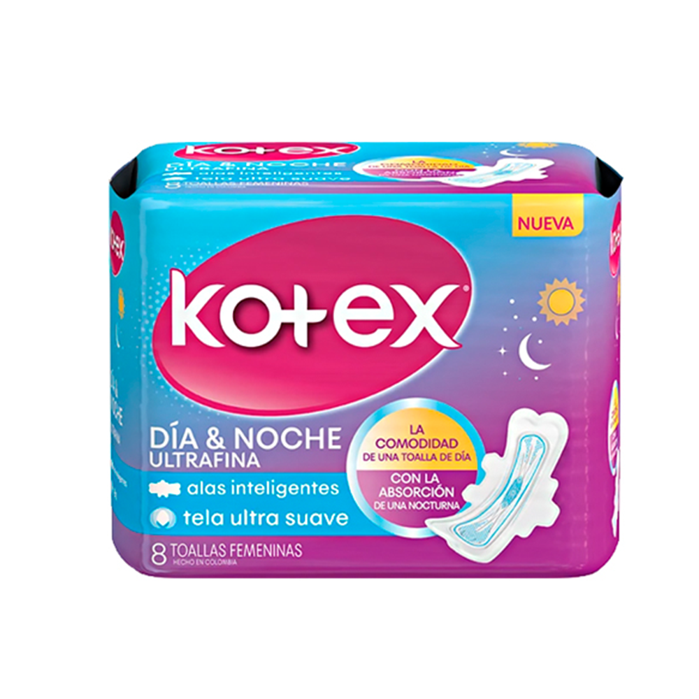 Toallas Femeninas Kotex Uf Dia & Noche 8 und.