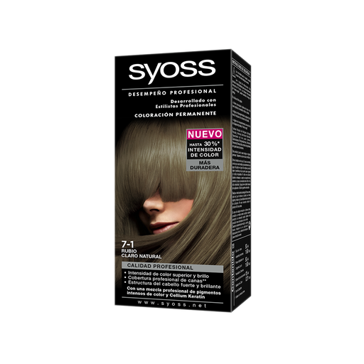 [7702045547351] Tinte Syoss Color 7-1-14 Rub Claro Natural Kit 50gr
