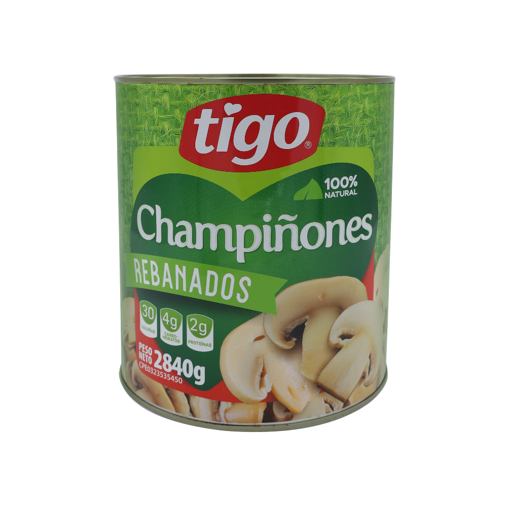 Champiñones Laminados en lata 2,84 Kg Tigo