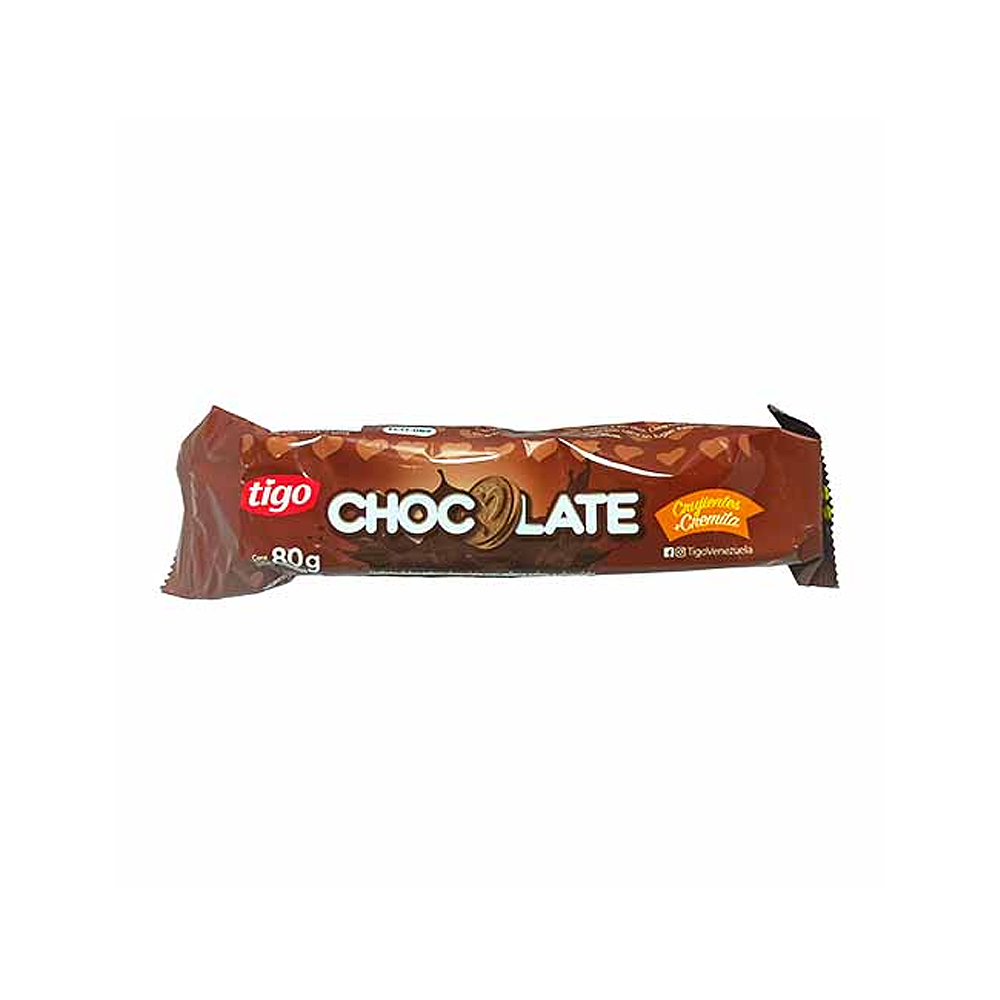 Galletas Chocolate Rellenas con Chocolate 80 gr Tigo