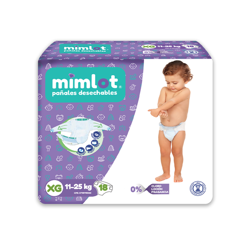 [1180201379293] Pañal de Bebe Mimlot - Talla XG