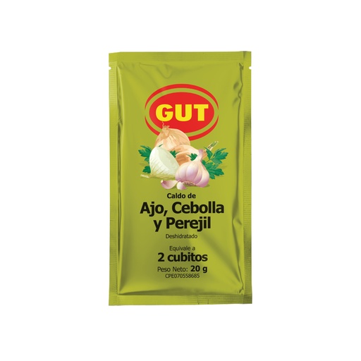 [7591211001793] GUT Caldo Deshidratado De Ajo, Cebolla y Perejil 20gr.