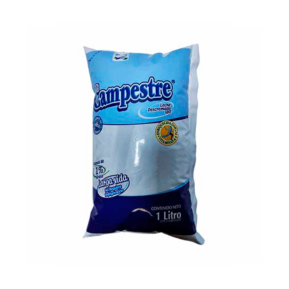 Leche Descremada Campestre Bolsa UHT 1 lt.