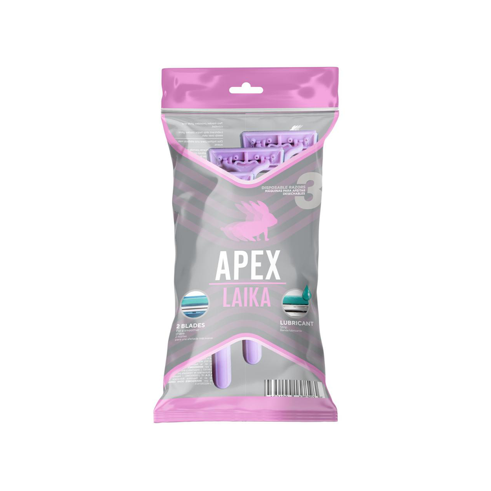 Apex Afeitadora Laika 2 hojillas, 3 und