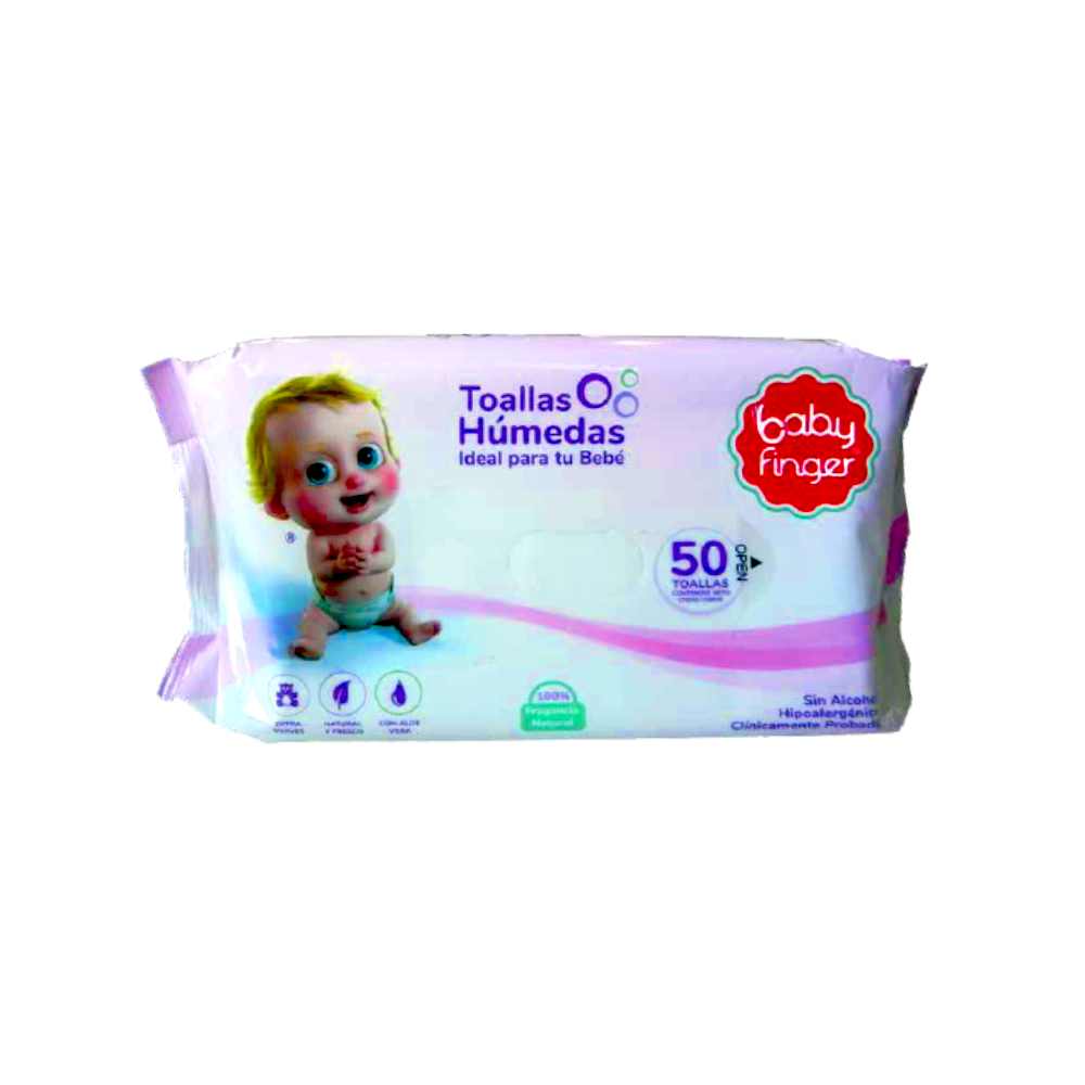 Toallas húmedas Alive Baby Finger Rosado 50 UND
