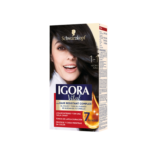 [7702045335507] Tinte Igora Vital 1-1 Negro Azul Estuche 50 ml
