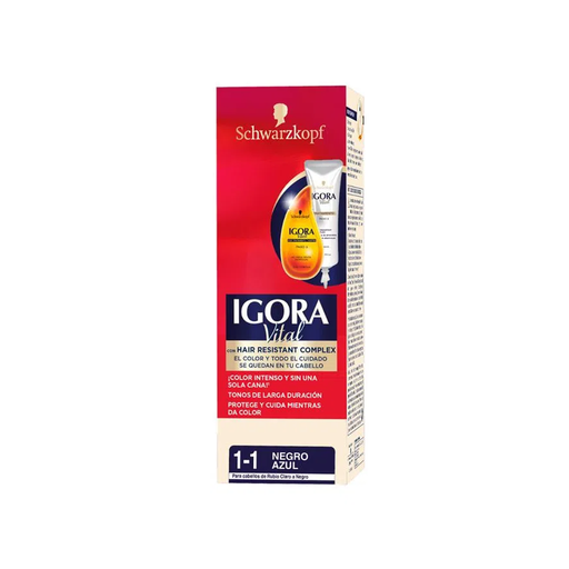 [7702045403503] Tinte Igora Vital 1-1 Negro Azul Tubo 50 ml