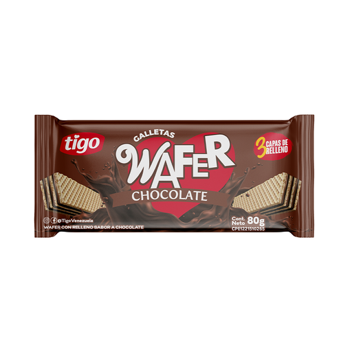 [7598986001584] Galleta Wafer con Relleno de Chocolate 80 gr Tigo