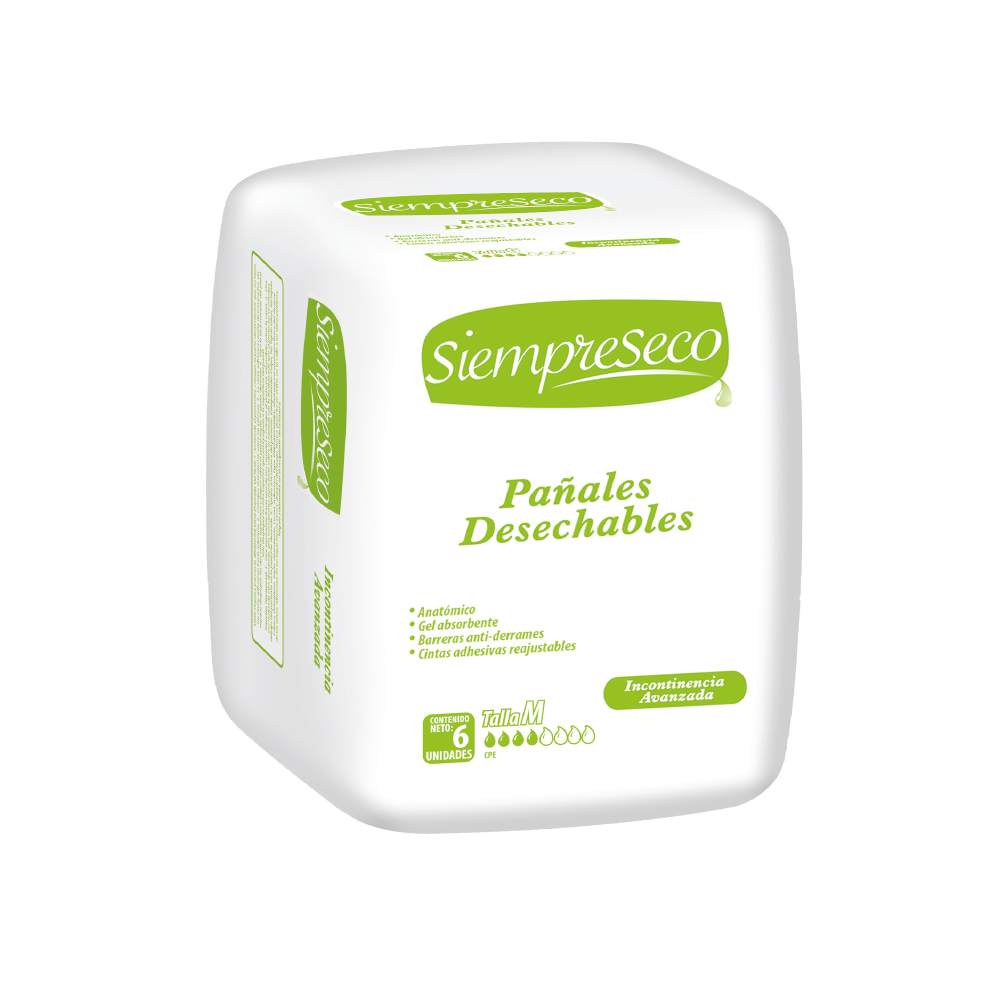 Pañal de Adulto Incontinencia Talla M Siempre Seco 6 und
