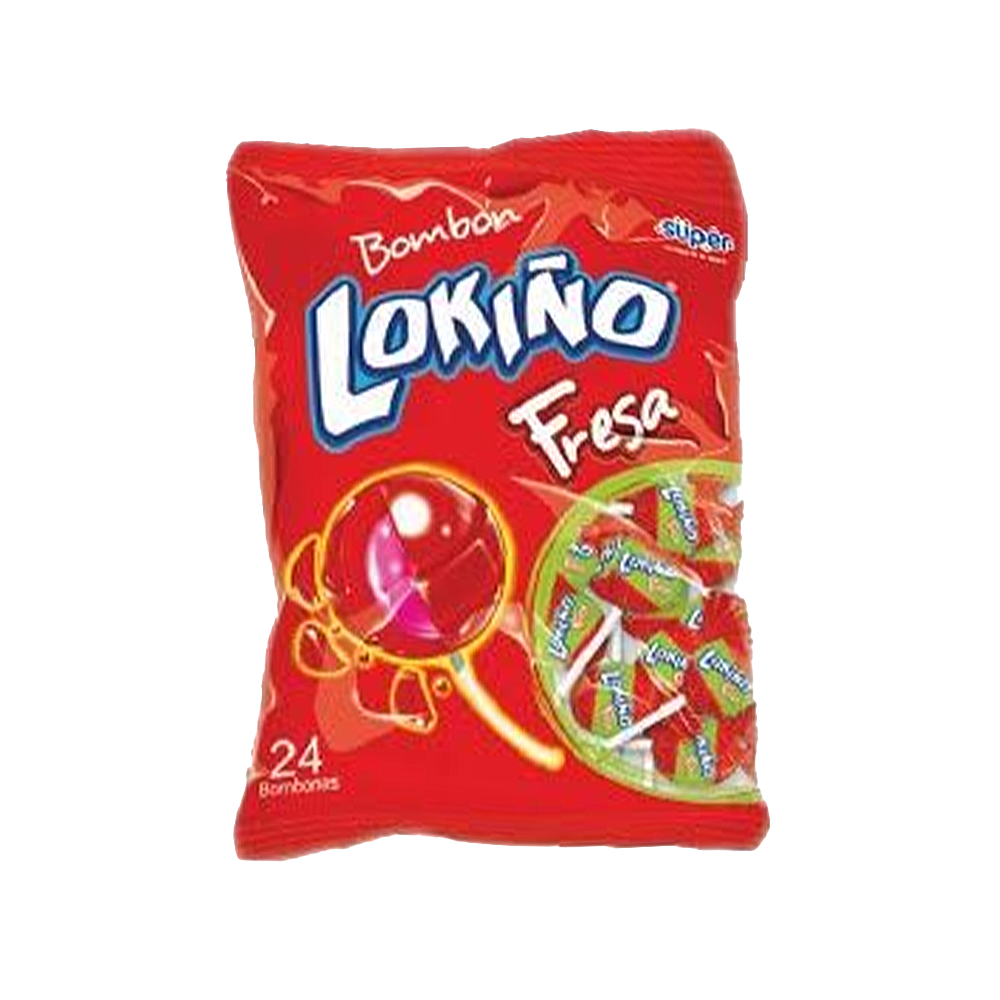 Chupetas Lokiño Fresa - Bolsa X 24 U