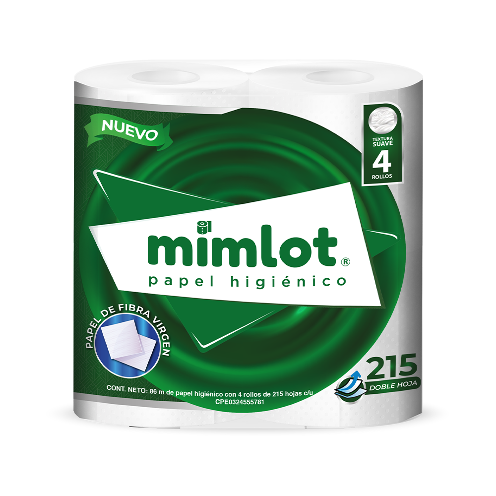 Papel Higienico Mimlot - 4 Rollos 215 Hojas