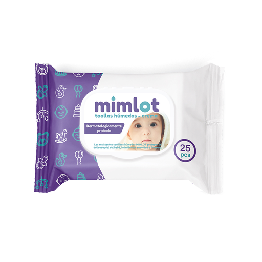 [8697420536251] Toallas Humedas para Bebés Mimlot - Crema 25 pcs