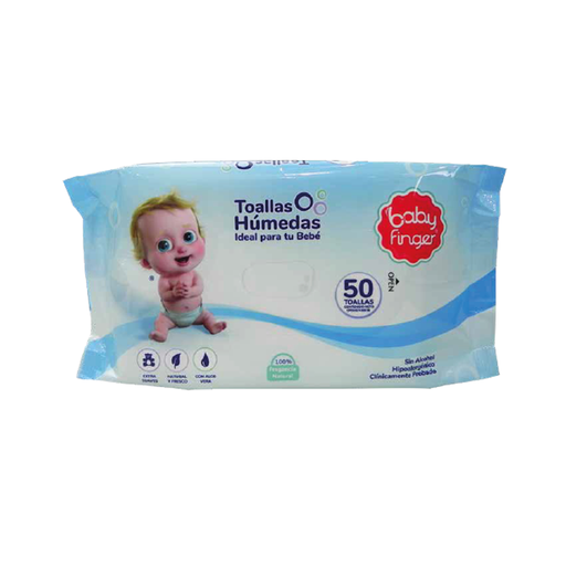 [7597597003024] Toallas húmedas Alive Baby Finger Azul 50 UND