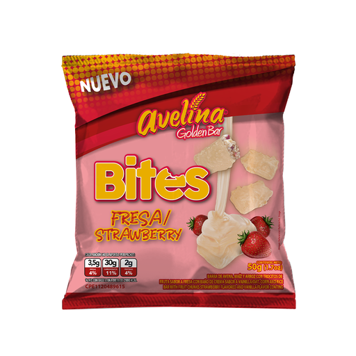 [7592450002848] Bites Fresa Vainilla Avelina 50gr (4 Unidades)