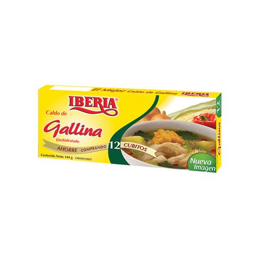 [7591221181027] Cubitos de Gallina Iberia 144 gr (12 Unidades)