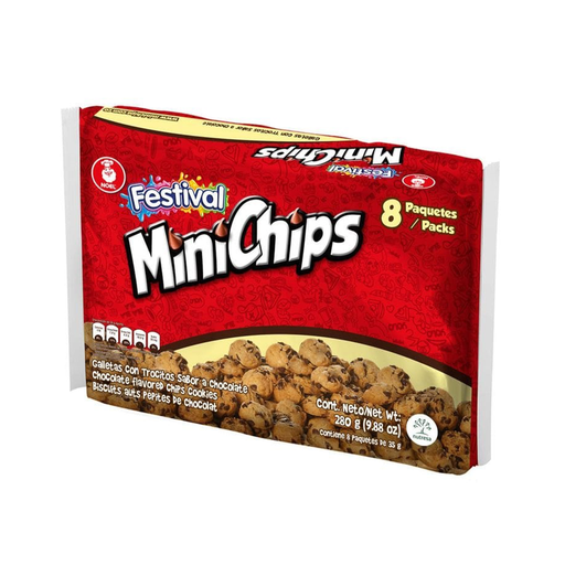 [7702025142903] Galleta Festival MiniChips Chocolate 280gr (8 Unidades)