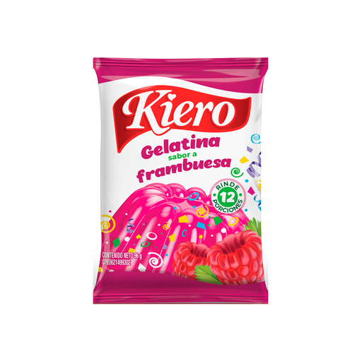 [7592723003770] Gelatina Sabor a Frambuesa Kiero 96 gr.