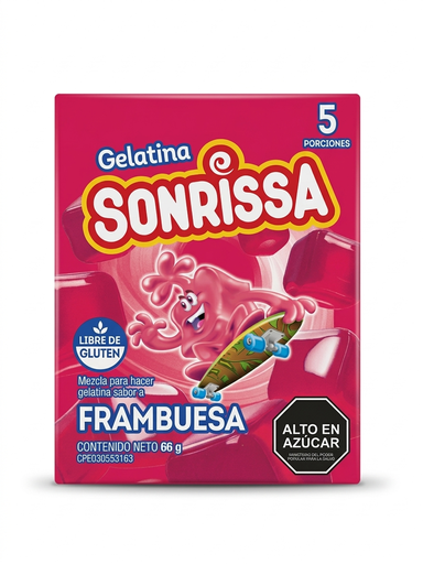 [7591112061902] Gelatina de Frambuesa Sonrissa 66 G.