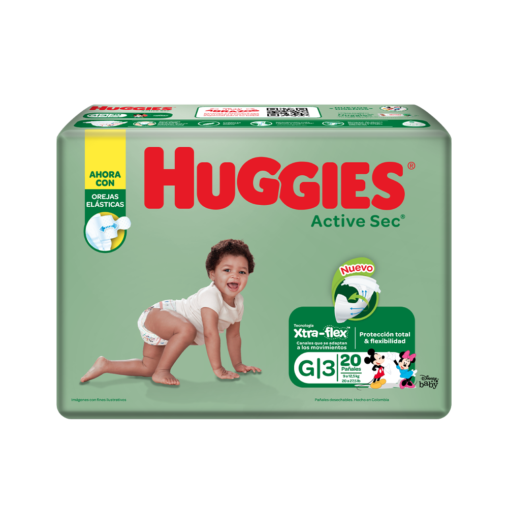 Pañal Huggies Active Sec G 20 und