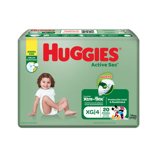 [7702425810761] Pañal Huggies Active Sec XG 20 und