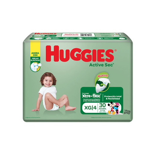 [7702425801462] Pañal Huggies Bebe Active Talla M 30 und