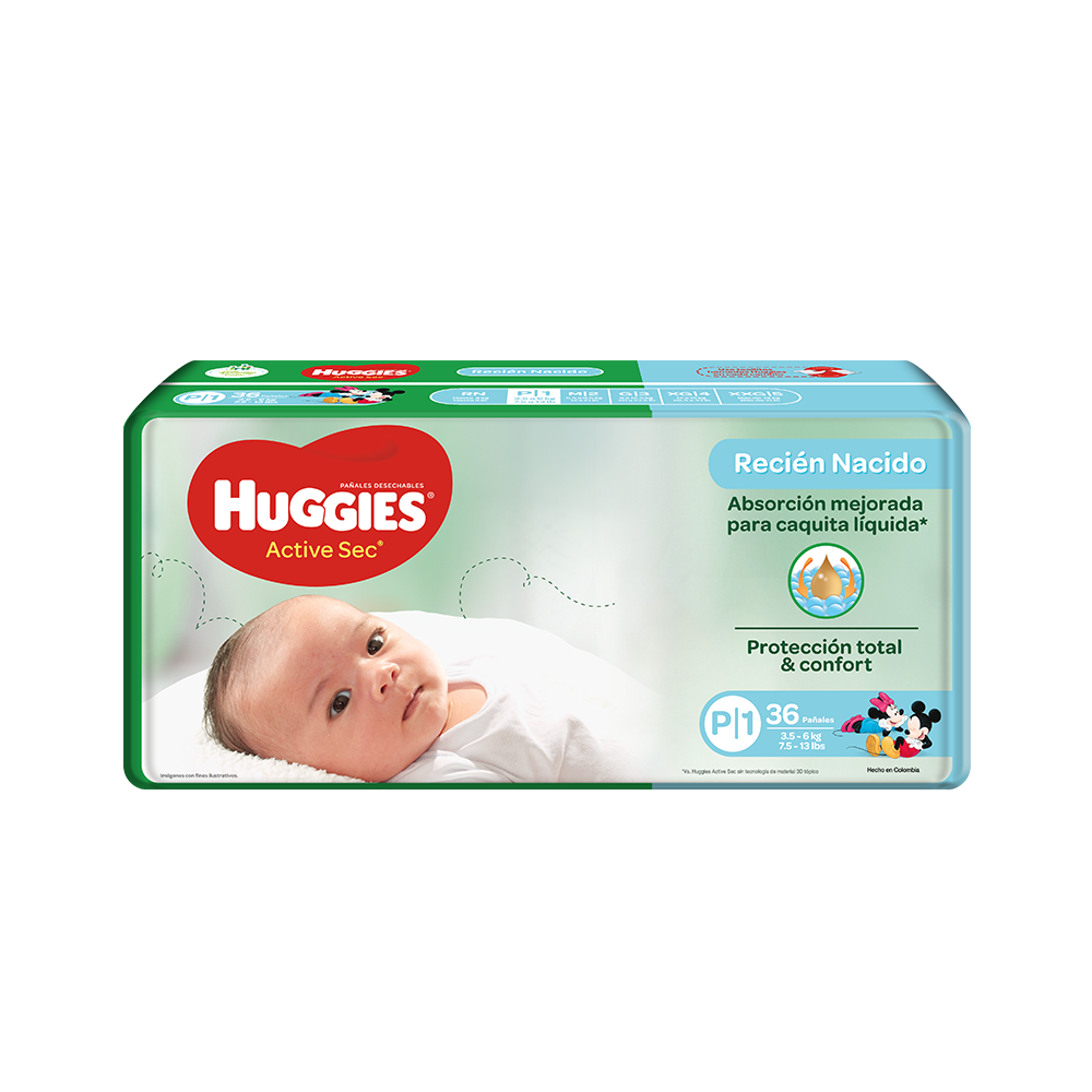 Pañal Huggies Bebe Active Talla P 36 und