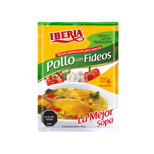[7591221625255] Sopa de Pollo con Fideos Iberia 60 gr